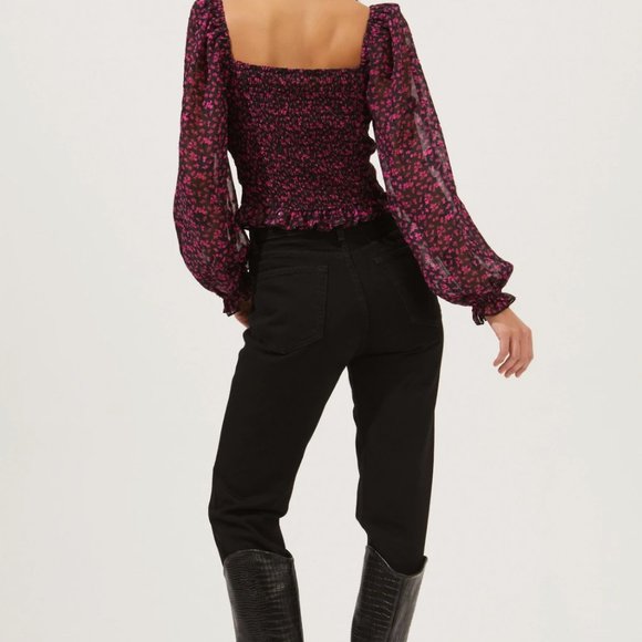 Pink Floral Ruched Top - Picture 2 of 2